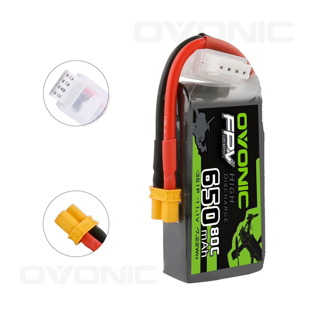 Ovonic 3S 650mah 80C 11.1V XT30 Lipo Akkupack (4 St.) - LiPo24.de