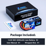 Zeee 4S Lipo Akku 6200mAh 14,8 V 80 C Hartschalenkoffer mit EC5-Anschluss für RC Car RC-Modelle (2 Packungen) - LiPo24.de