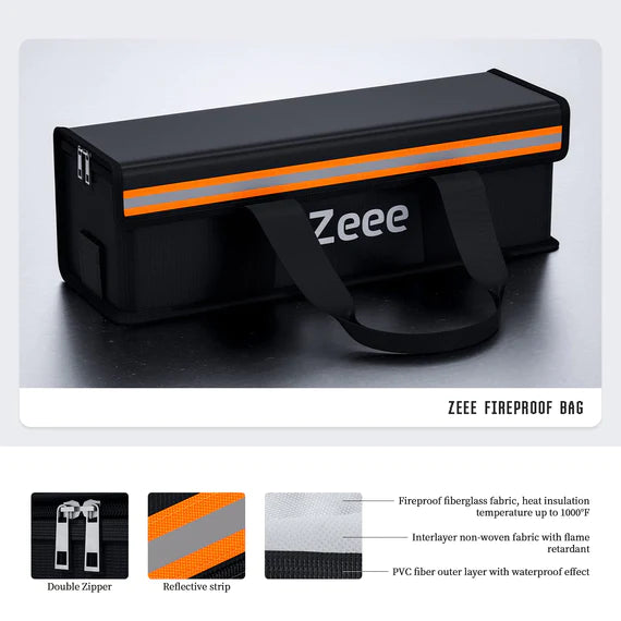 Zeee Lipo Safe Bag Ebike Battery Fireproof Charging Bag Explosionsgeschützte Lipo Battery Bag Große Kapazität zum Aufladen (19,3 * 5,9 * 5,9 Zoll) - LiPo24.de
