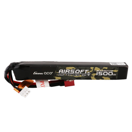 Gens Ace 25C 1500mAh 2S1P 7,4V Airsoft Gun Lipo Batterie mit T-Stecker - LiPo24.de