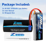 Zeee 4S Lipo Akku 3700mAh 14,8V 60C Soft Case mit EC5 Stecker für RC Flugzeug RC Modelle (2 Packungen) - LiPo24.de
