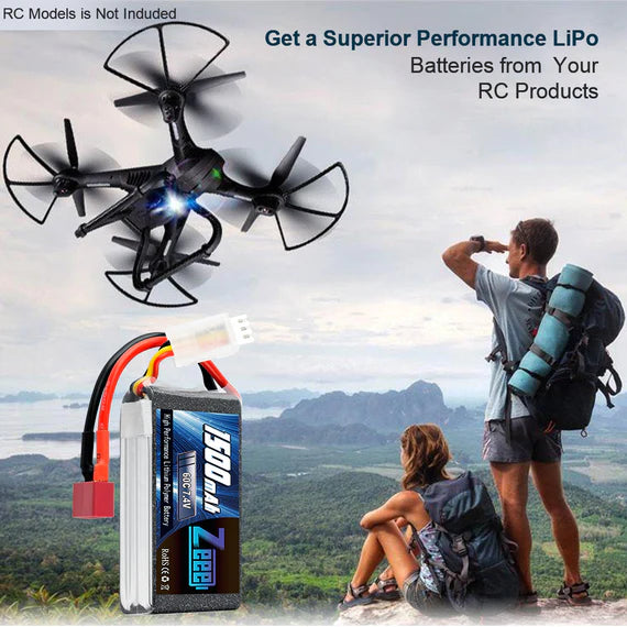 Zeee 2S Lipo Akku 1500mAh 7.4V 60C mit Deans Stecker für RC Modelle (2 Pack) - LiPo24.de