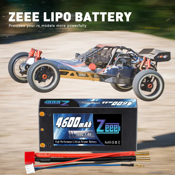 Zeee 2S Shorty Lipo Akku 4600mAh 7,4V 100C Hartschalenkoffer mit 4mm Bullet Deans Stecker für RC Car RC Modelle - LiPo24.de