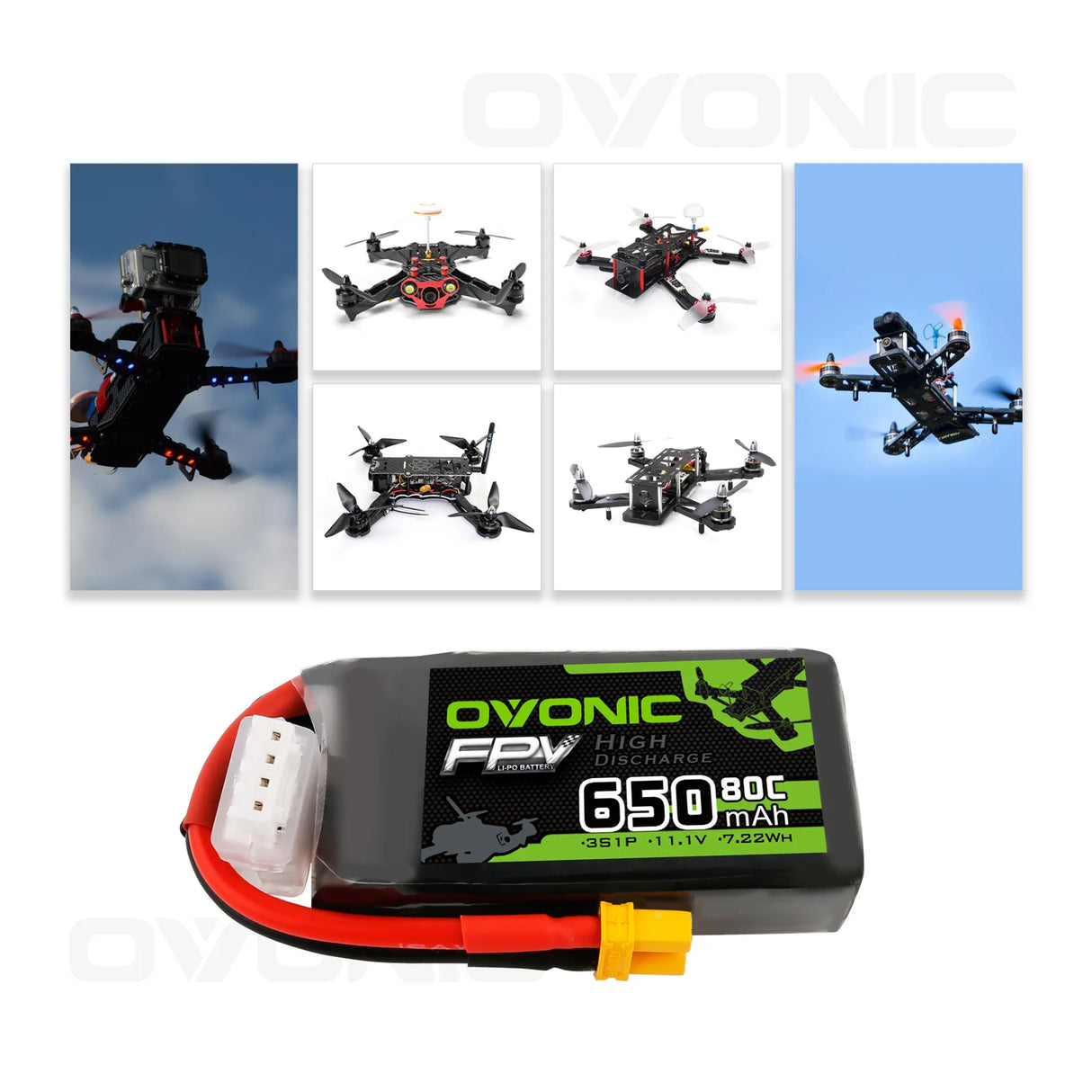 Ovonic 3S 650mah 80C 11.1V XT30 Lipo Akkupack (4 St.) - LiPo24.de