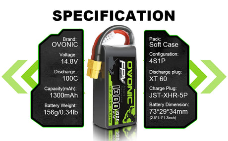 Ovonic 4S 1300mAh 100C 14,8V XT60 LiPo Pack - LiPo24.de