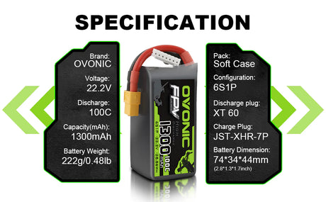 Ovonic 6S 1300mAh 100C 22.2V XT60 LiPo Akku (4 St.) - LiPo24.de