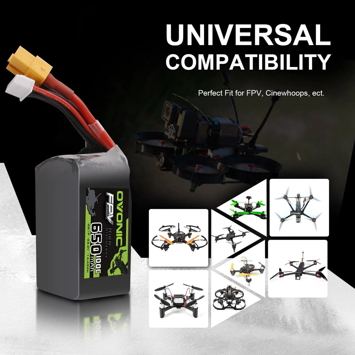 Ovonic 6S 650mAh 100C 22,2V XT30 LiPo Akku Pack (2 St.) - LiPo24.de