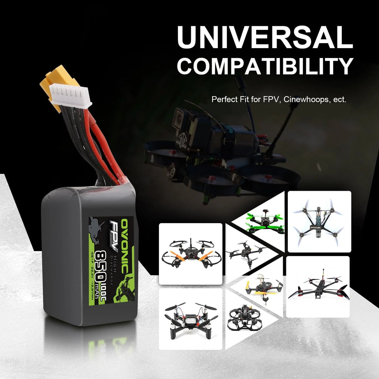 Ovonic 6S 850mAh 100C 22,2V XT60 Lipo Akku Pack (2 St.) - LiPo24.de