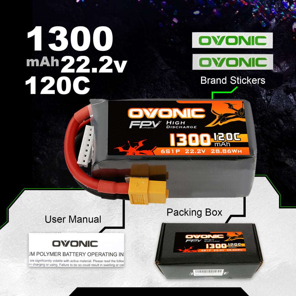 Ovonic 6S 1300mAh 120C 22,2V XT60 LiPo Akkupack - LiPo24.de