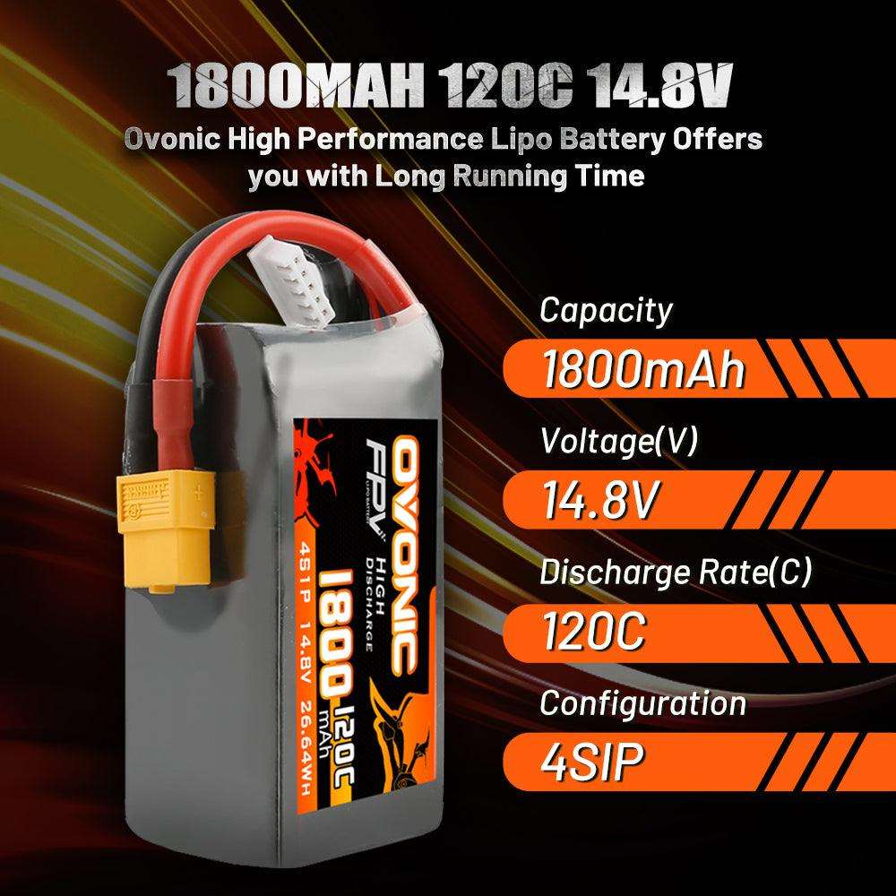 Ovonic 4S 1800mAh 120C 14,8V XT60 LiPo Akku (2 St.) - LiPo24.de