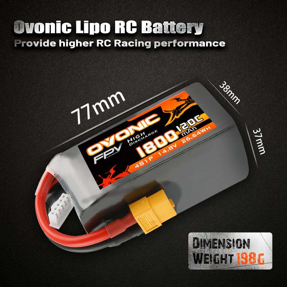 Ovonic 4S 1800mAh 120C 14,8V XT60 LiPo Akku (2 St.) - LiPo24.de