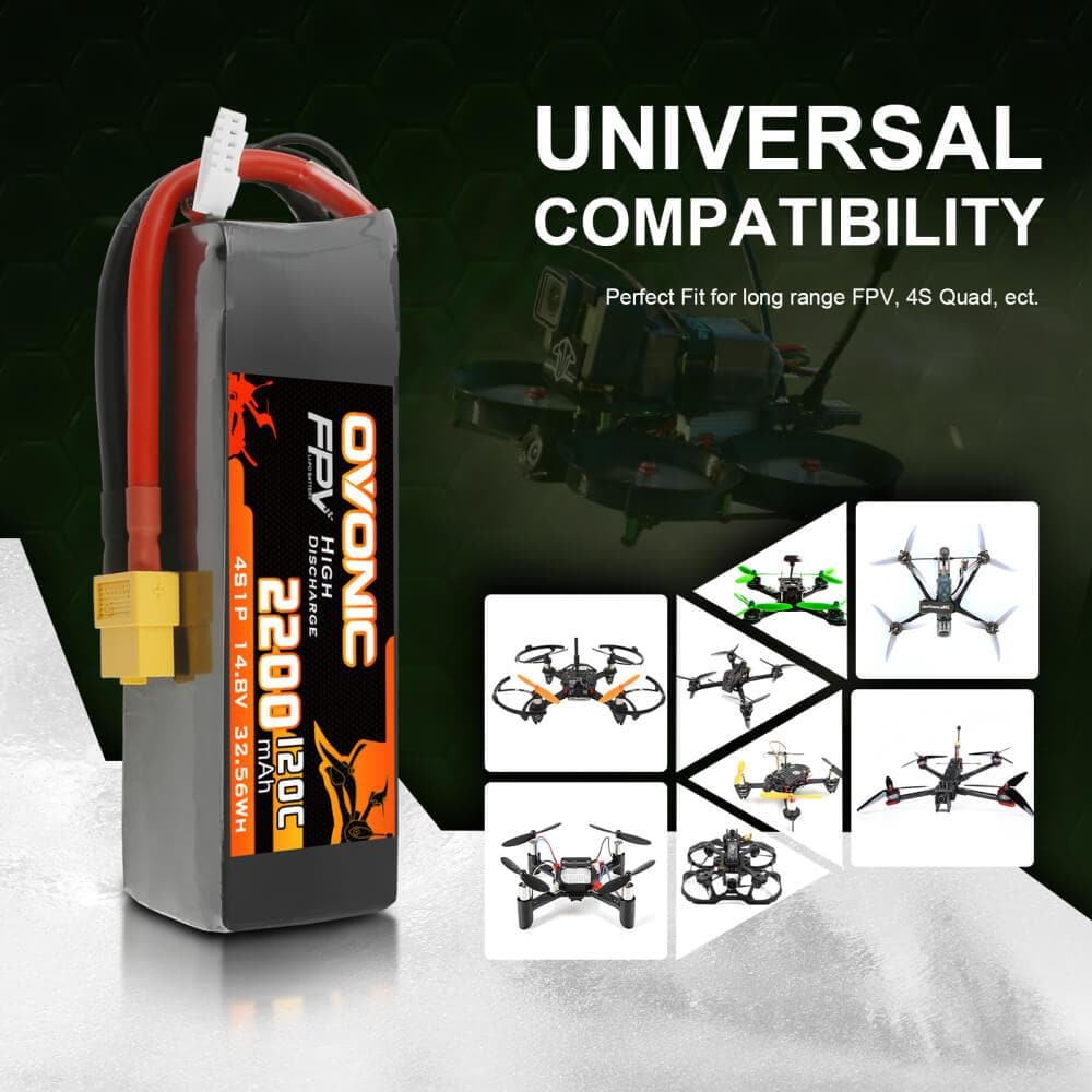Ovonic 4S 2200mAh 120C 14,8V XT60 LiPo Akku (2 St.) - LiPo24.de