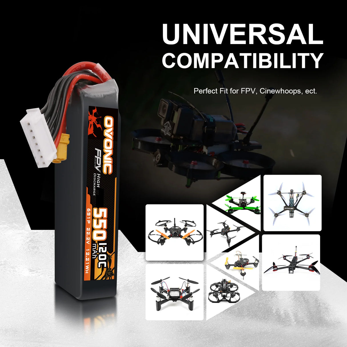 Ovonic 3S 550mAh 130C 11,1V XT30 LiPo Akku (4 St.) - LiPo24.de