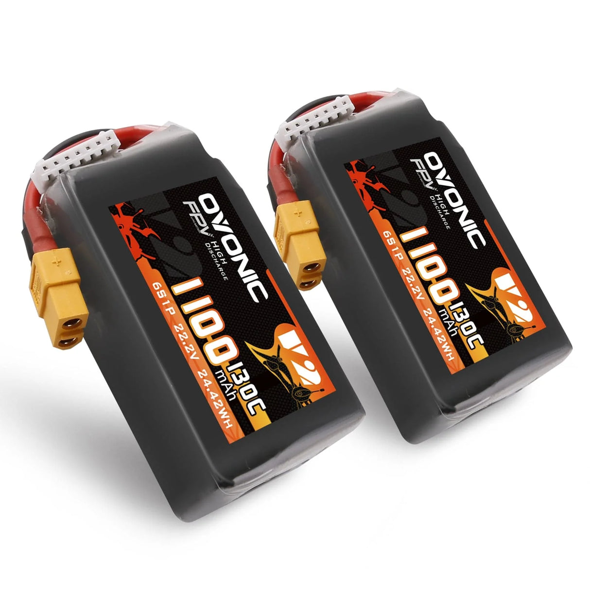 Ovonic 6S 1100mAh 130C 22,2V XT60 Lipo Akku Pack (2 St.) - LiPo24.de