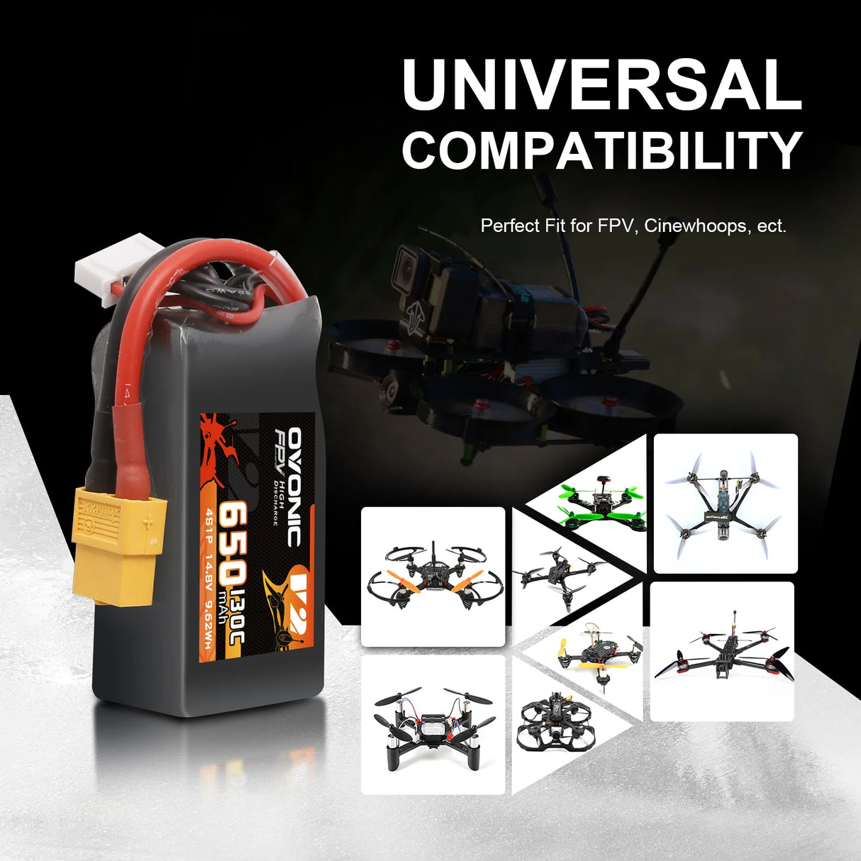 Ovonic 4S 650mAh 130C 14,8V XT60 LiPo Akku (4 St.) - LiPo24.de