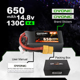 Ovonic 4S 650mAh 130C 14,8V XT60 LiPo Akku (4 St.) - LiPo24.de