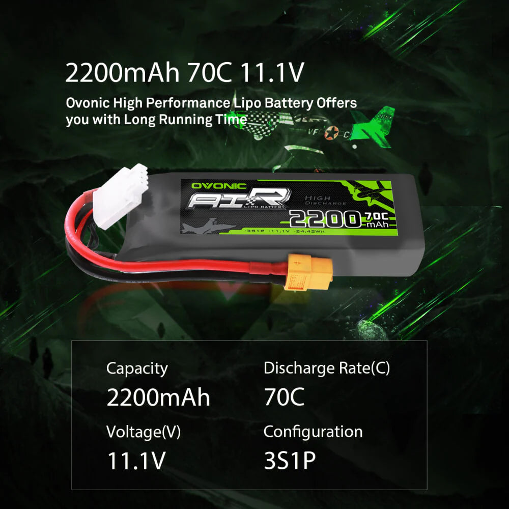 Ovonic 3S 2200mAh 70C 11,1V XT60 LiPo Akku - LiPo24.de