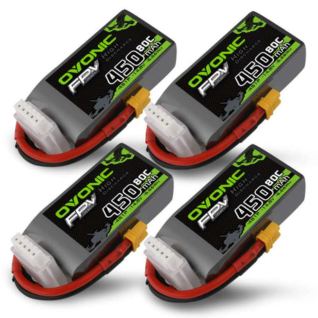 Ovonic 4S 450mAh 80C 14,8V XT30 Lipo Akku (4 St.) - LiPo24.de