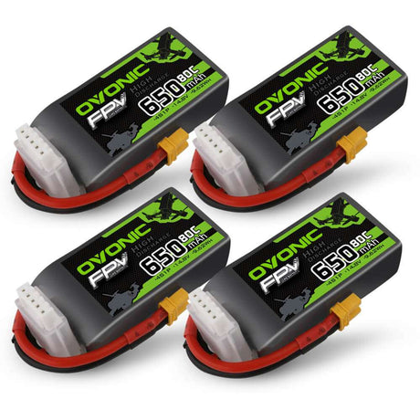 Ovonic 4S 650mAh 80C 14,8V XT30 Lipo Akku (4 St.) - LiPo24.de