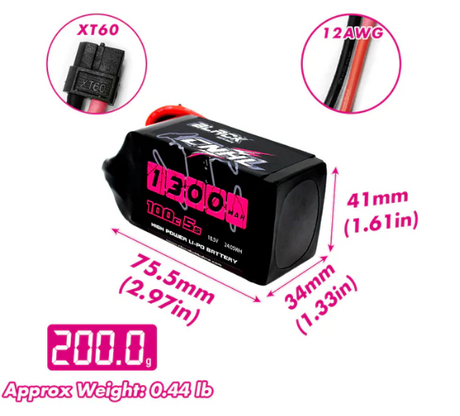 CNHL Black Series 1300mAh 18,5V 5S 100C Lipo Akku mit XT60 Stecker - LiPo24.de