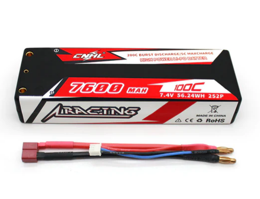 CNHL Racing Series 7600mAh 7,4V 2S 100C Hartschalen-Lipo-Akku mit T/Dean-Stecker - LiPo24.de