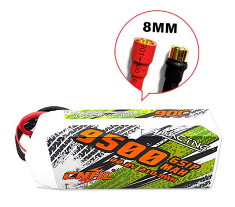 CNHL Racing Series 9500mAh 22,2V 6S 90C Lipo Akku mit 8,0mm Rundstecker - LiPo24.de