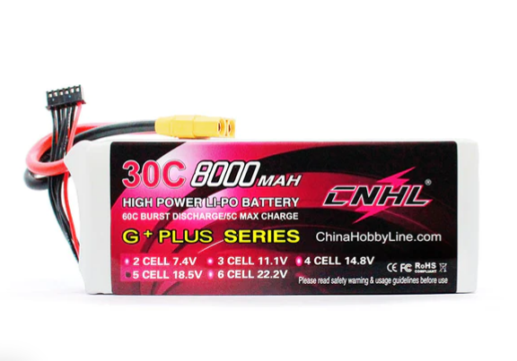 CNHL 8000mAh 18,5V 5S 30C Lipo Akku mit XT90 Stecker - LiPo24.de
