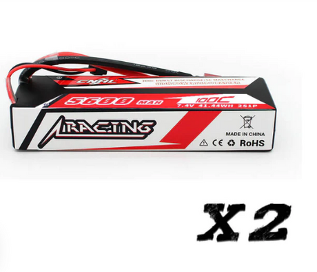 CNHL Racing Series 5600mAh 7,4V 2S 100C Hartschalen-Lipo-Akku mit T/Dean-Stecker (2 St.) - LiPo24.de