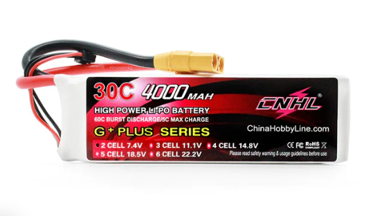 CNHL 4000mAh 7,4V 2S 30C Lipo Akku mit XT90 Stecker - LiPo24.de