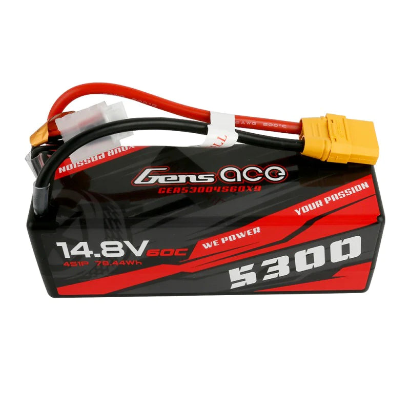 Gens Ace 5300mAh 14,8V 60C 4S1P HardCase 14# Auto Lipo Akku mit XT90 - LiPo24.de