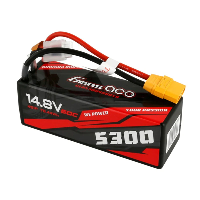 Gens Ace 5300mAh 14,8V 60C 4S1P HardCase 14# Auto Lipo Akku mit XT90 - LiPo24.de