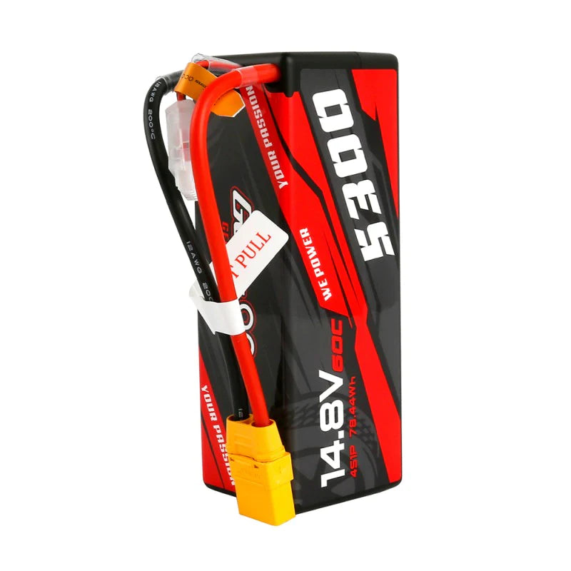 Gens Ace 5300mAh 14,8V 60C 4S1P HardCase 14# Auto Lipo Akku mit XT90 - LiPo24.de