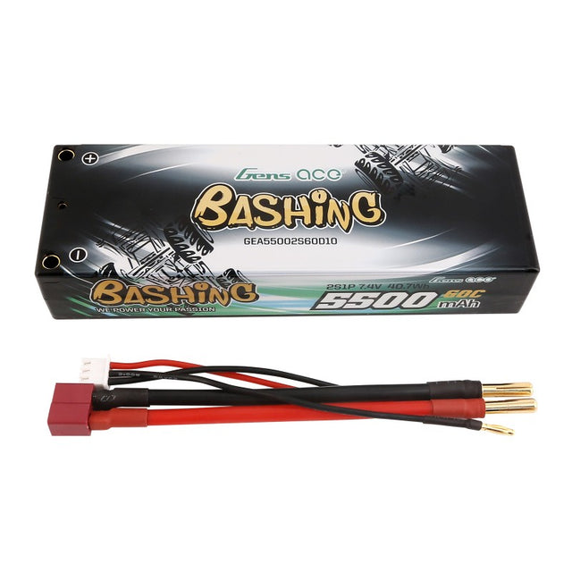 Gens Ace 5500mAh 2S 7.4V 60C HardCase RC 10# Auto Lipo Akkupack mit T-Stecker - LiPo24.de