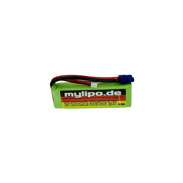 Mylipo Lipo Akku 2600mAh 7,4V 2S 35C/70C kompakt EC3 Stecker - LiPo24.de