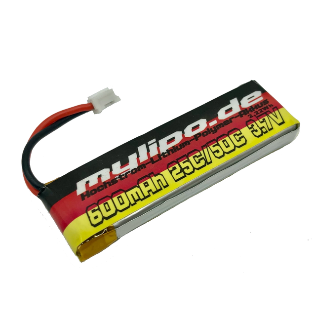 Mylipo Lipo Akku 600mAh 3,7V 25C/50C Nano QX2 FPV / Inductrix FPV+ / GLIMPSE - LiPo24.de