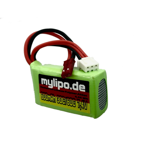 Mylipo Lipo Akku 600mAh 7,4V 30C/60C JST Stecker - LiPo24.de