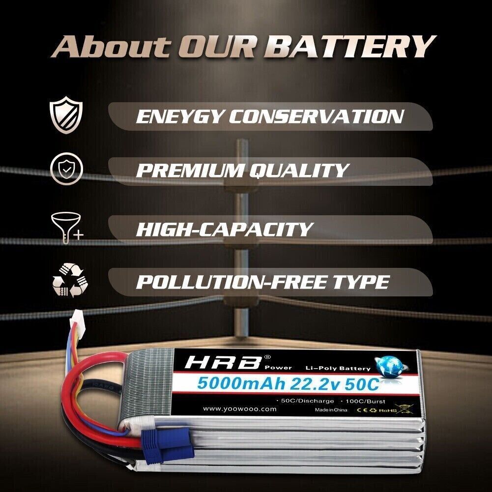 HRB 6S 5000mAh 22,2 V 50C EC5 LiPo Akku - LiPo24.de