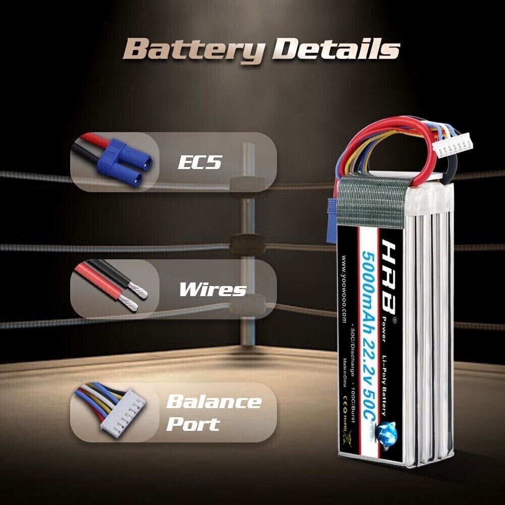 HRB 6S 5000mAh 22,2 V 50C EC5 LiPo Akku - LiPo24.de