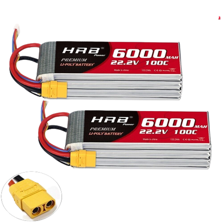 HRB 6S 6000mAh 22,2V XT90 100C LiPo Akku (2 St.) - LiPo24.de