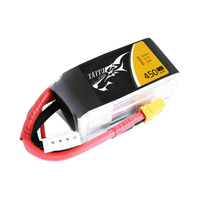 Tattu 450mAh 3S1P 11.1V 75C Lipo Akku mit XT30 - LiPo24.de