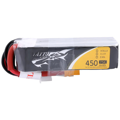 Tattu 450mAh 11.1V 75C 3S1P Lipo Akkupack mit - Lange Größe für H-Rahmen - LiPo24.de